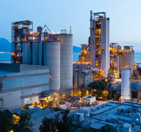 Cement and processing plant during sunset